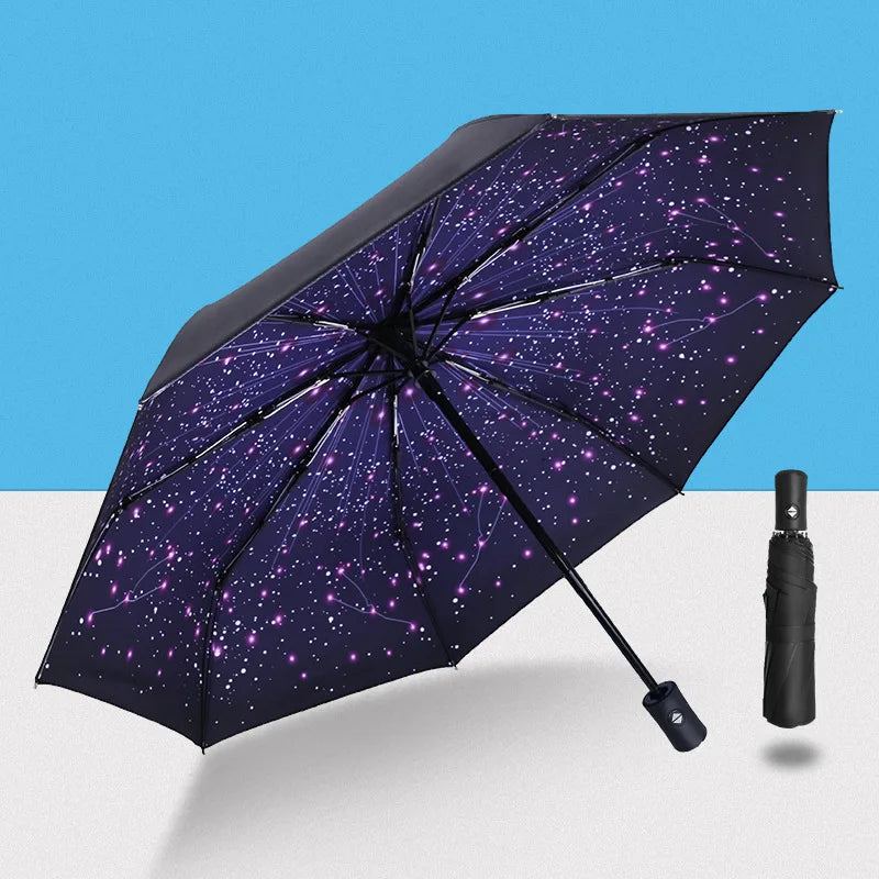 Kompakter Reise-Regenschirm – Automatischer Winddichter 8-Streben Mini-Schirm, Tragbarer Regen-/Sonnenschirm UPF 50+ mit Schutz-Hülle