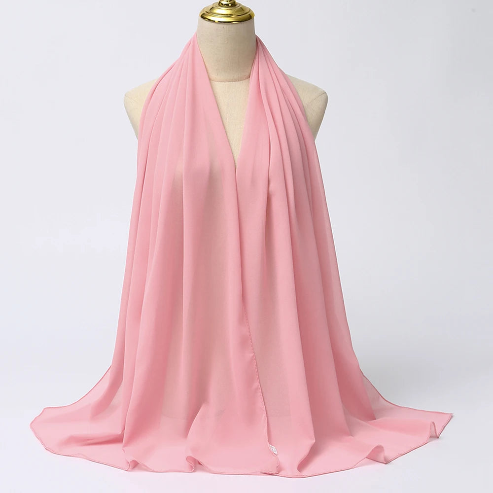 Muslimischer Chiffon Hijab Schal – Damen Langer Einfarbiger Kopf Schal | Eleganter Jersey Schleier & Modisches Umschlagtuch Kaufschwan®