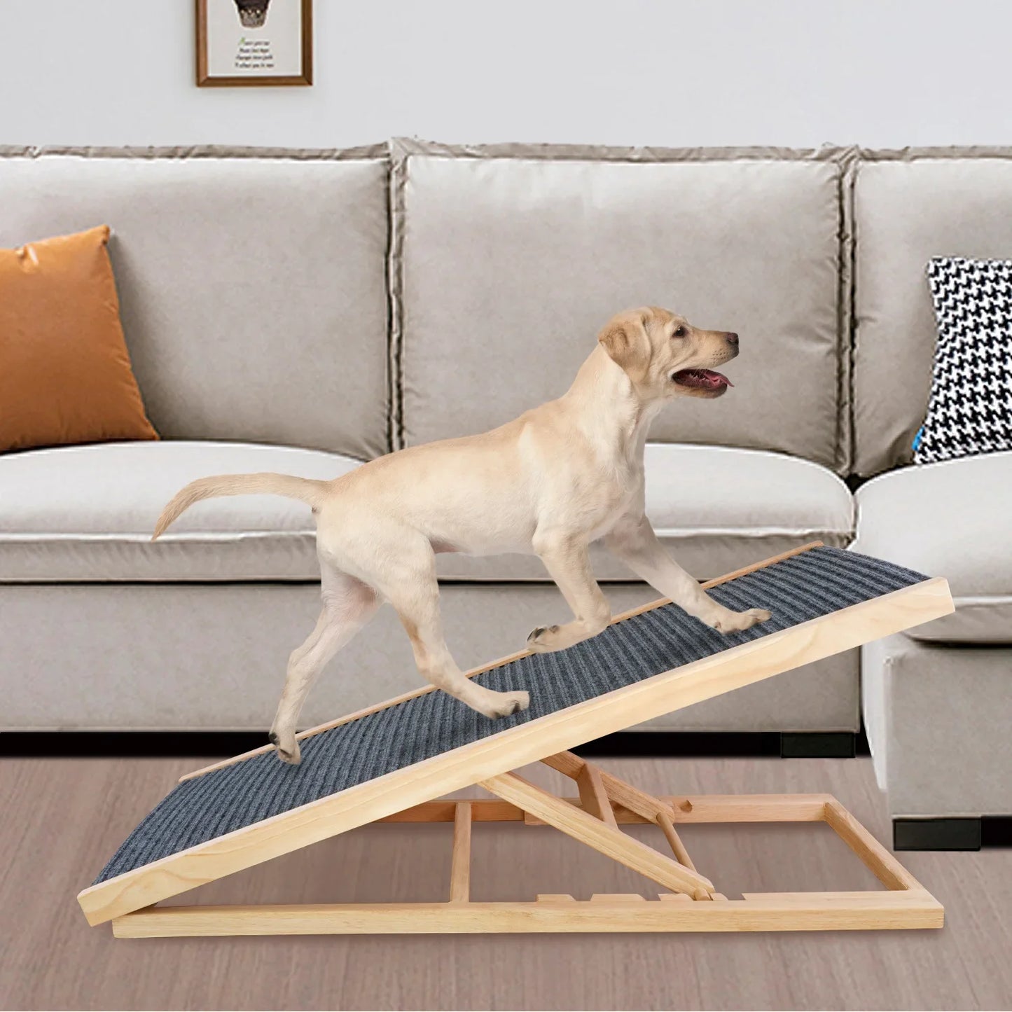 Verstellbare Holz Hundetreppe – Klappbare Rutschfeste Haustierleiter Kaufschwan®