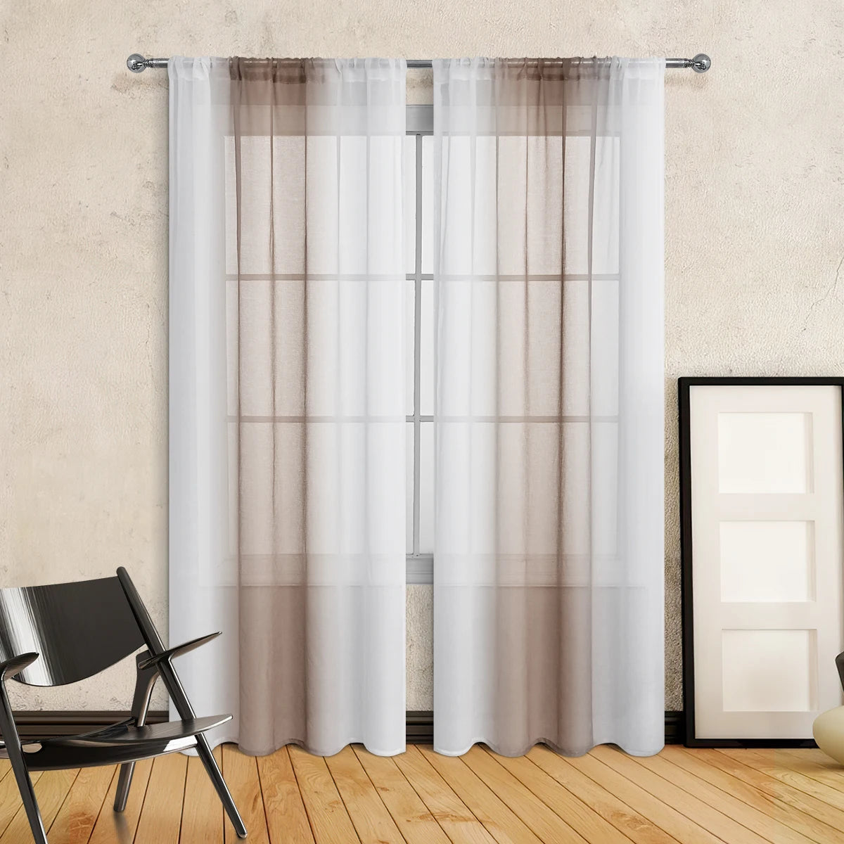 Mehrfarbiger Farbverlauf Halb Verdunkelungsvorhang mit Stangendurchzug für Wohnzimmer 2 Stück/Set Kaufschwan® Braun W132cmxH241cm 2 Stück Stangentasche