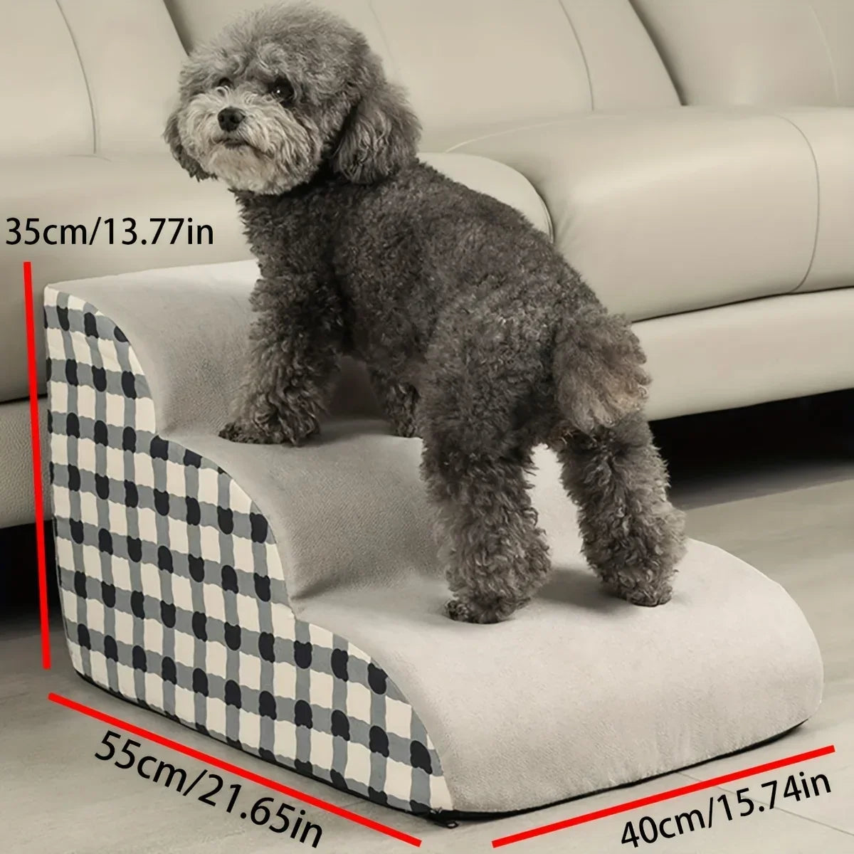 Schaumstoff Haustierrampe – Rutschfeste Hundetreppe für Senioren Hunde Kaufschwan® 3 Stufen Grau