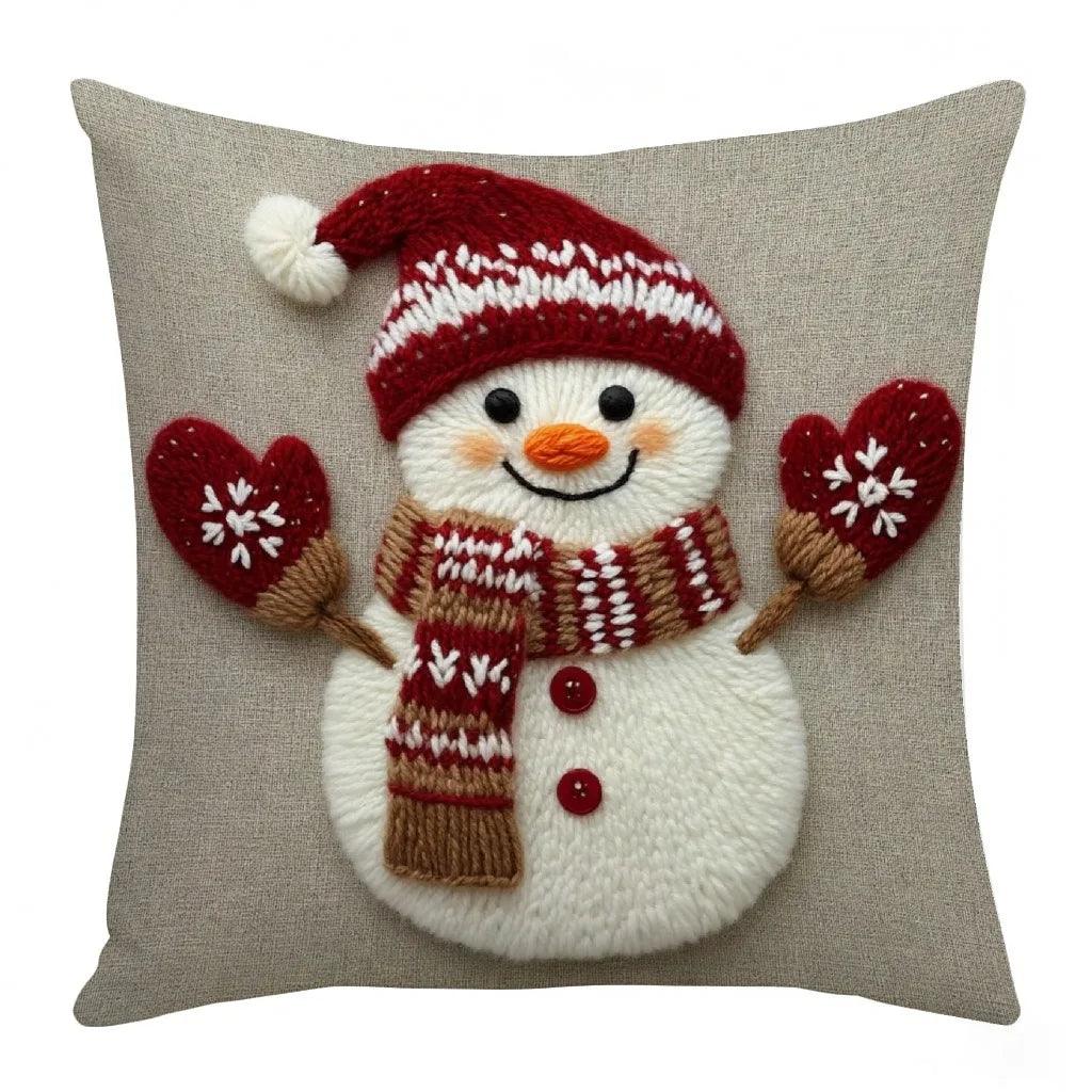 45x45cm Weihnachts Kissenbezug – Cartoon Santa, Schneemann & Rentier | Dekorativer Sofa Bezug für Zuhause & Weihnachtsdeko