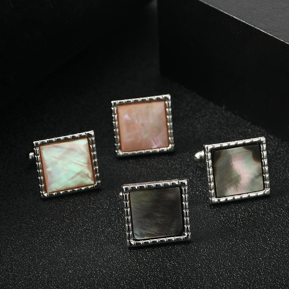 Herren Manschettenknöpfe mit Abalone Muschel – Rechteckiges Design | Eleganter Schmuck für Hochzeit, Party & Geschenk für Vater oder Ehemann Kaufschwan®
