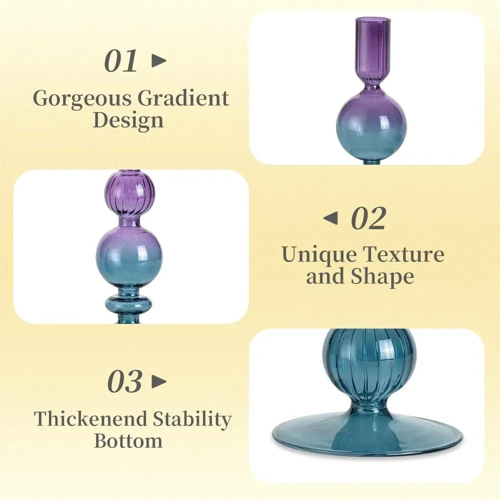 Transparente (3 Stück) Kerzenhalter – Elegante Gewellte Kerzenständer für Stabkerzen zur Wohn- & Party Dekoration Kaufschwan®