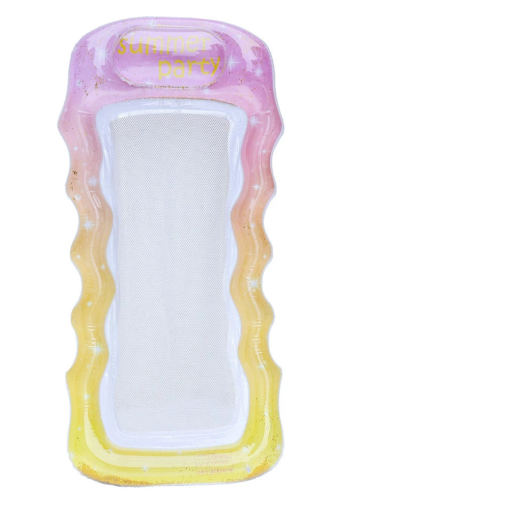 Aufblasbares Schwimmbett – Wasserhängematte & Poolliege für Erwachsene | Schwimmring & Luftmatratze für Pool & Strand Kaufschwan® Rosa-1