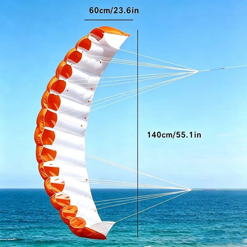 Zweileiner-Matratzendrachen aus Nylon – Lenkbarer Winddrachen für Anfänger, Strand und Sportliche Freizeit im Freien Kaufschwan® Orange Doppellinie