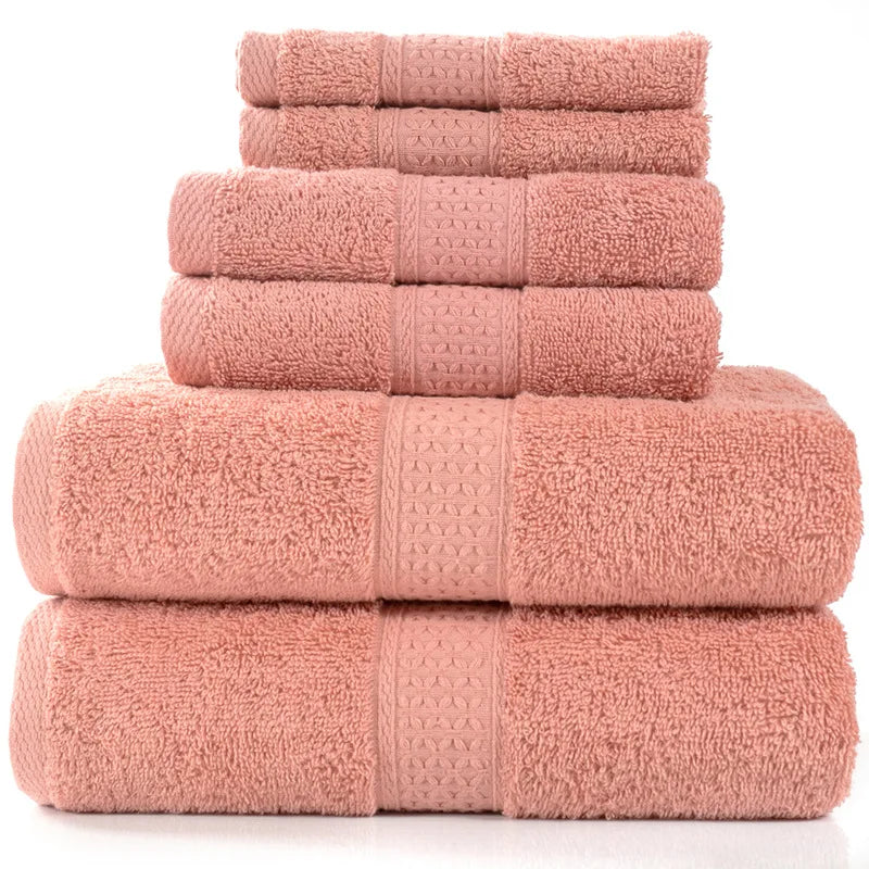 6-teiliges / 3-teiliges Baumwoll Handtuch Set – Luxuriös Bestickt mit Spitze | Bade-, Hand- & Gesichtstücher in 17 Farben, Schnell Trocknend Kaufschwan® Rosa 3 Stück
