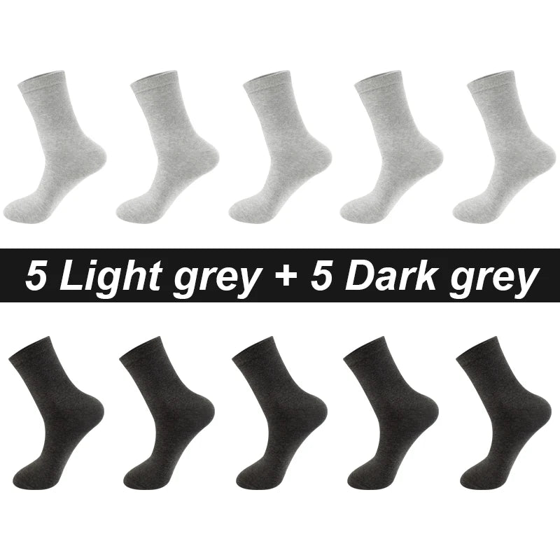 10 Paare Herren Kammbaumwollsocken | Schwarze Freizeit- & Businesssocken Atmungsaktiv Hochwertig Kaufschwan® 5 Grau - 5 Dunkelgrau EU 44-48