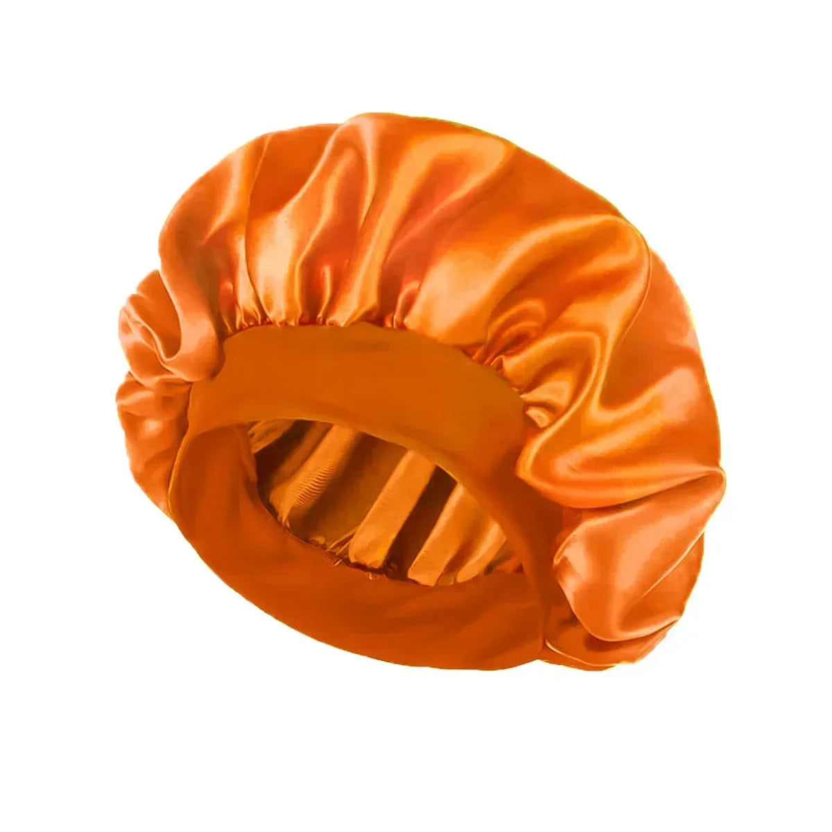 Satin-Schlafhaube für Damen – Große Elastische Haarhaube mit Breitem Weichem Band für Lockiges Haar und Nachtpflege