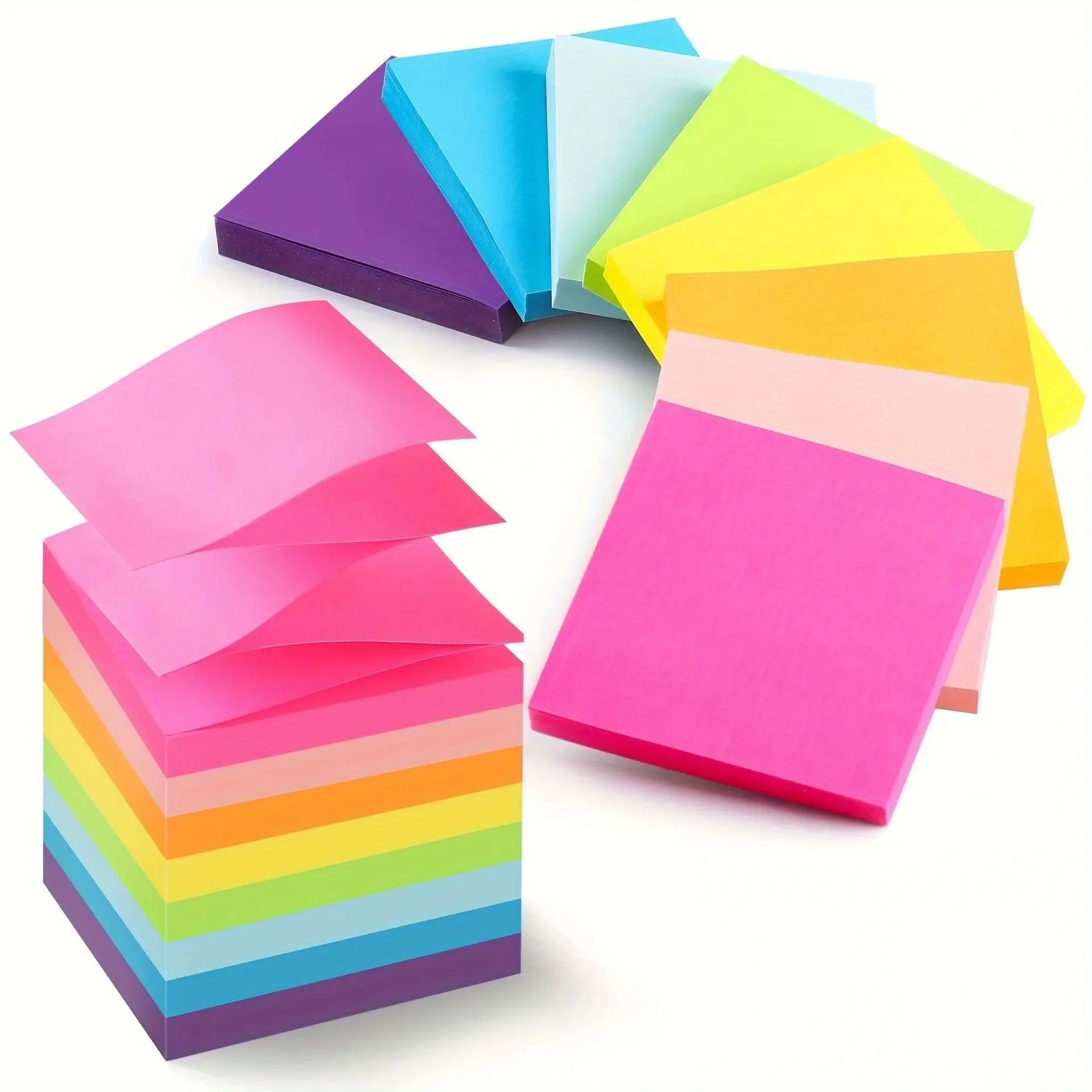 400 Seiten Sticky Notes – 8-Farbige Haftnotizen | Planer Sticker & Notizblöcke für Schule und Bürobedarf Kaufschwan® 8 Farben 400 Blatt