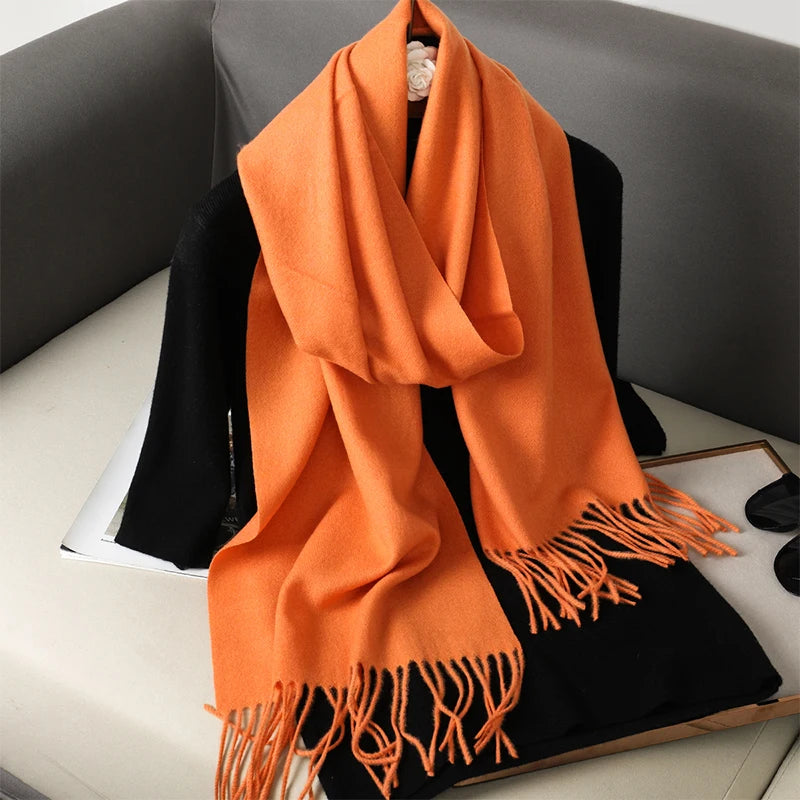 Bunte Winter Schals für Damen | Langer Kaschmir-Optik Wärmeschal | Einfarbig Hijab, Umschlagtuch & Pashmina Kopftuch Kaufschwan®