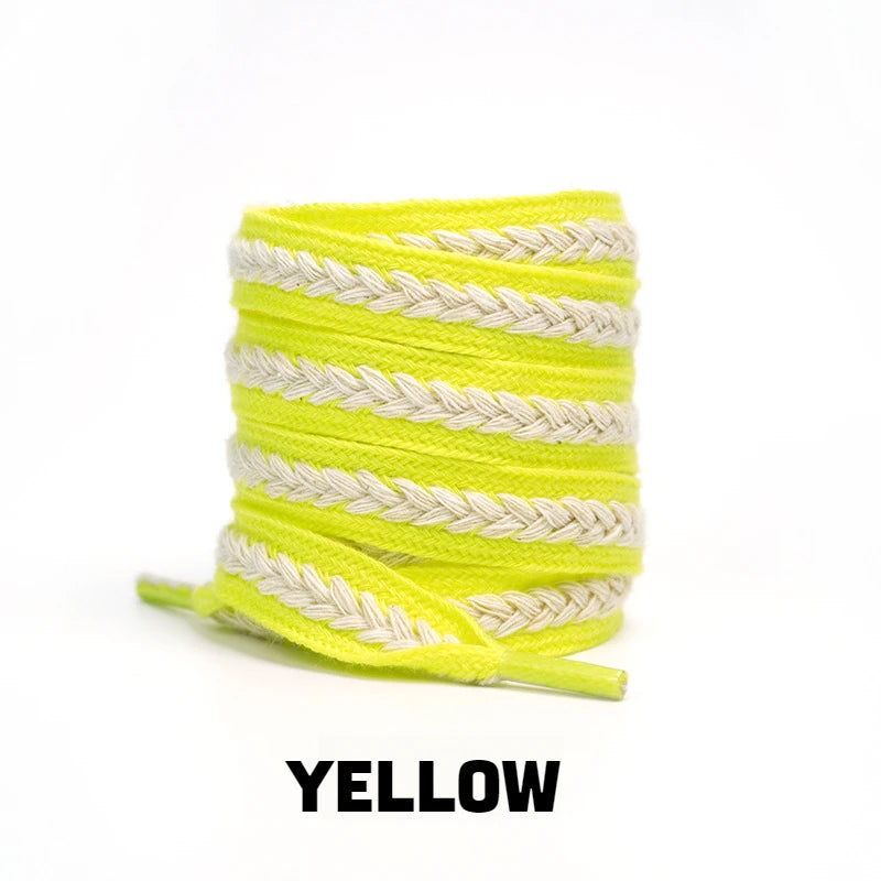 Flache Baumwoll-Schnürsenkel – 1,5cm Breite Premium Laces für Sneaker & Freizeitschuhe | 100/120/140/160cm Seil-Design, 1 Paar Kaufschwan®