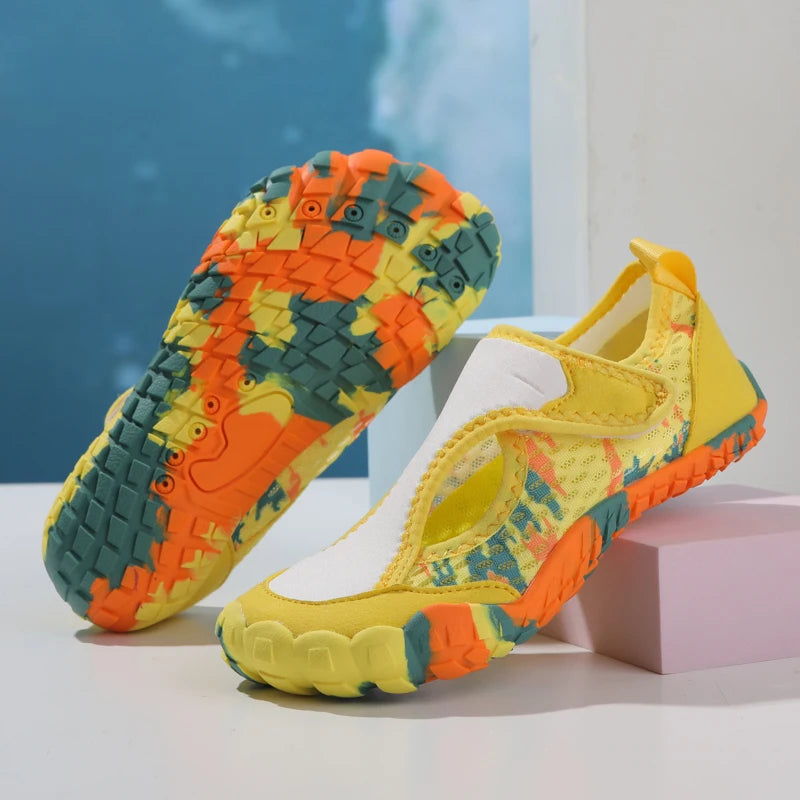 Kinder Wasserschuhe – Leichte, Atmungsaktive Badeschuhe für Strand & Schwimmen Kaufschwan® Gelb 25