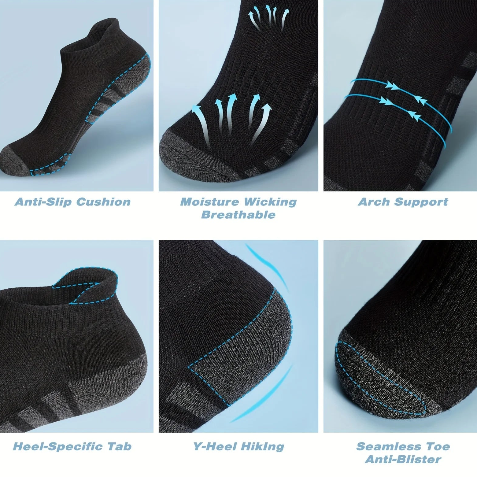 12 Paare Herren Mesh Atmungsaktive Sportsocken | Ganzjahres Einfarbige Kurzsocken Kaufschwan®