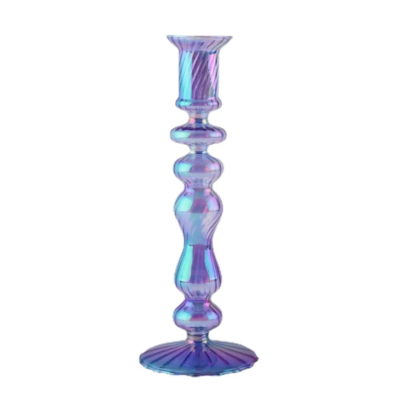 Floriddle Retro Kerzenständer – Hohe Stabkerzenhalter im Glasvasen-Stil für Zuhause, Party & Hochzeitsdekoration