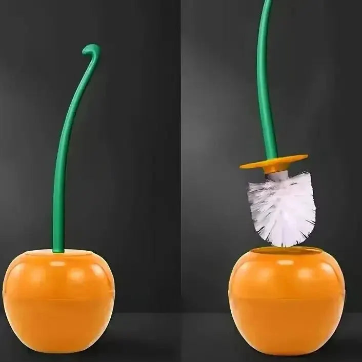 Kreatives Kirsch-Toilettenbürstenset – Rotes WC-Bürstenset mit Halter für Badezimmerdekor Kaufschwan® Orange