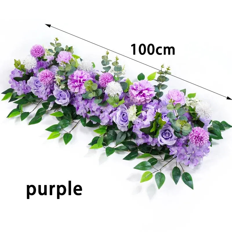 100cm Luxus Künstliche Weiße Rosen – Elegantes Kunstblumen-Arrangement für Hochzeitstische, Rückwände, Bögen & Bühnen Dekoration Kaufschwan® Lila 100cm