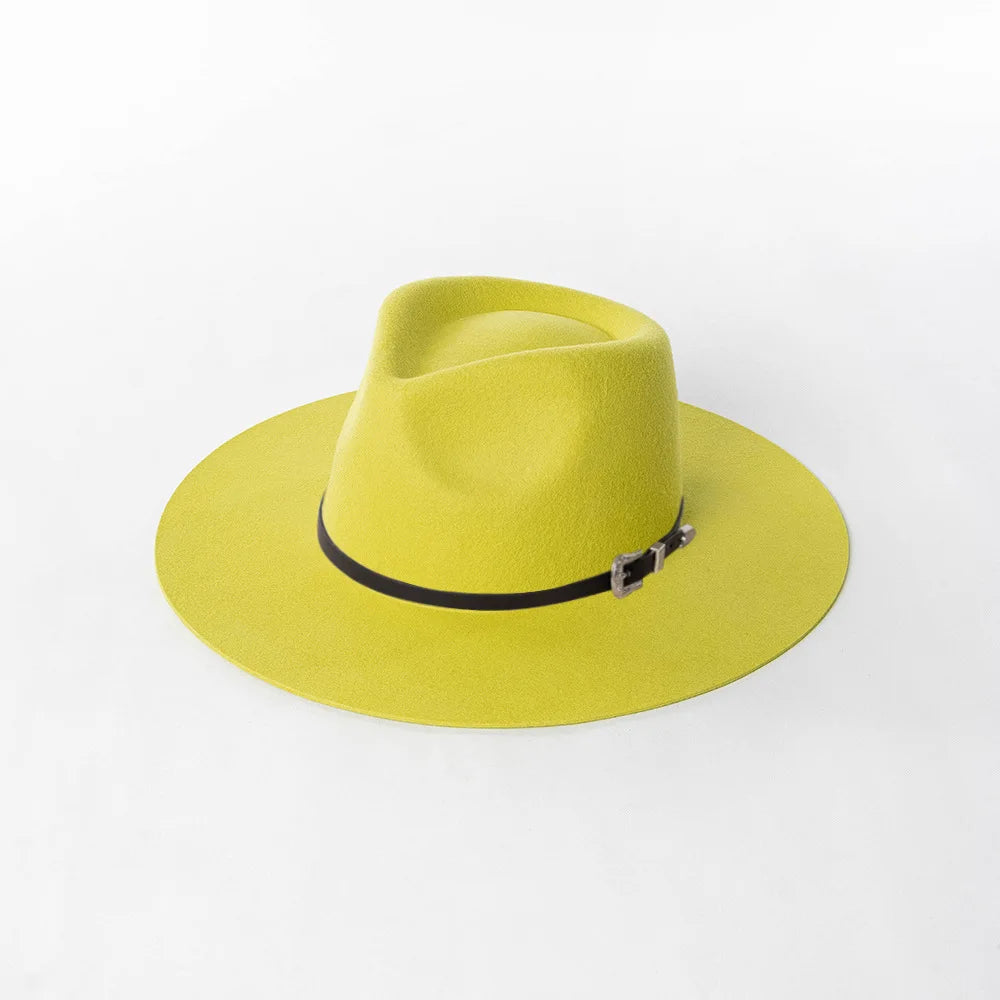 Herbst & Winter Unisex Woll-Fedora Hut – Vintage Jazzhut mit Krone & Schwarzem Lederband, Stylischer Hut mit Breiter Krempe