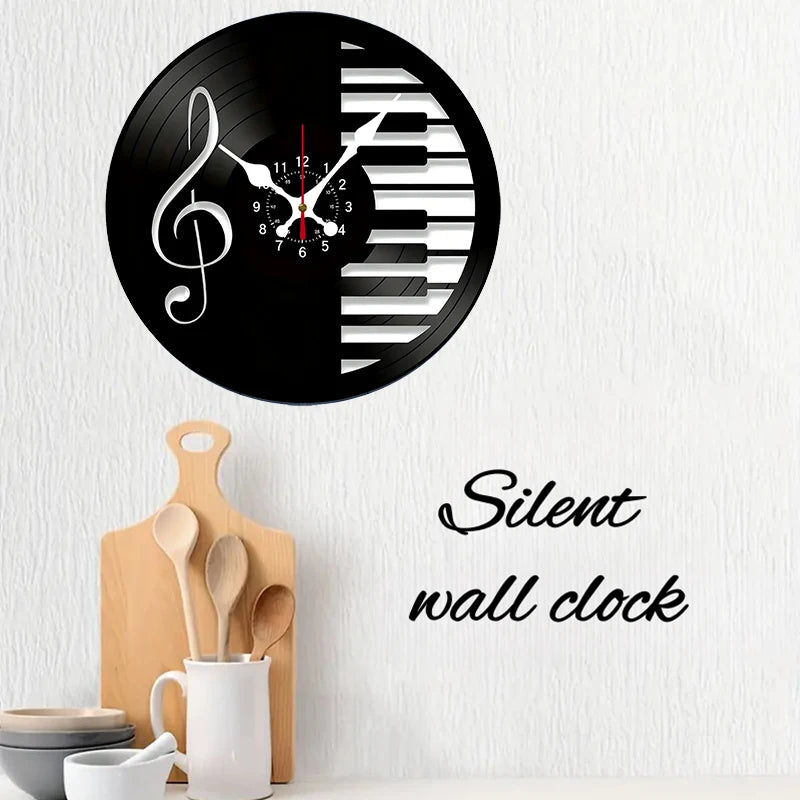 Musiknoten Holz Wanduhr – Leise Quarz Deko Uhr Kaufschwan®