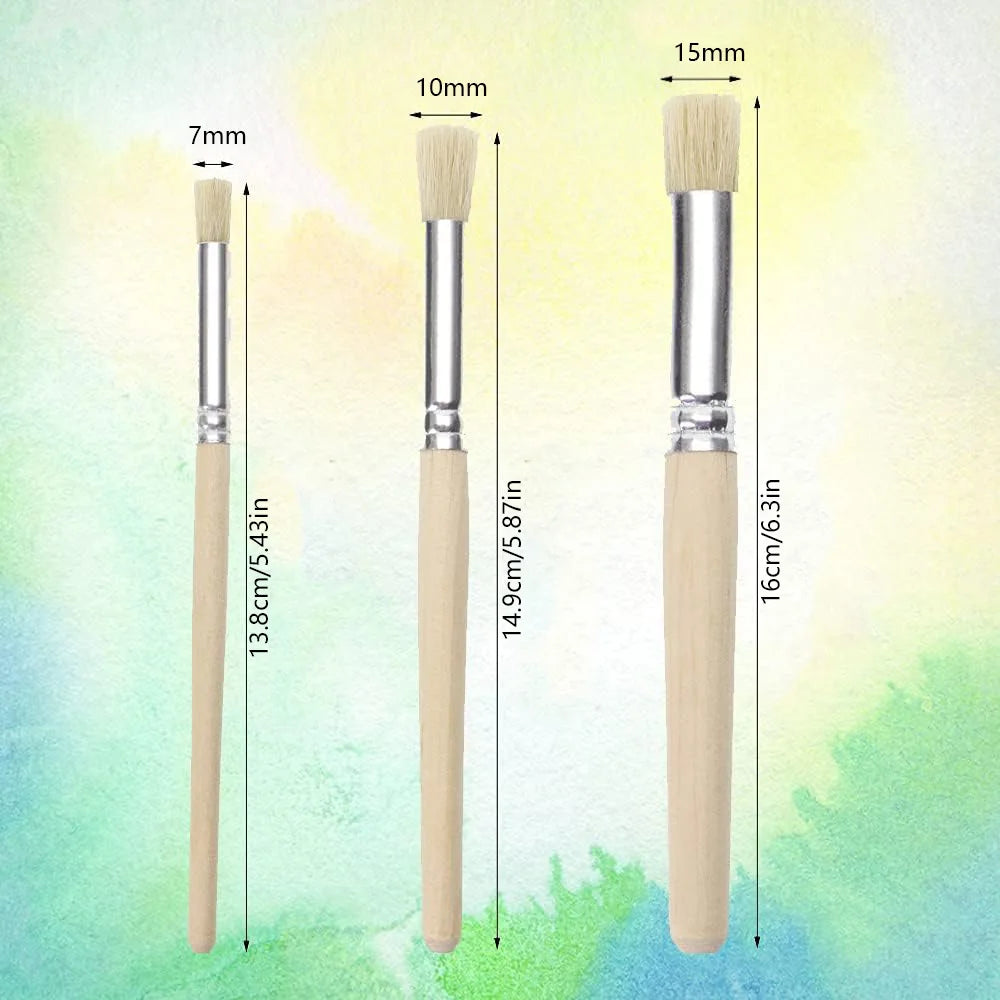 Holz Schablonenpinsel Set – Naturborsten Pinsel für Acryl-, Öl- und Aquarellmalerei Kaufschwan®