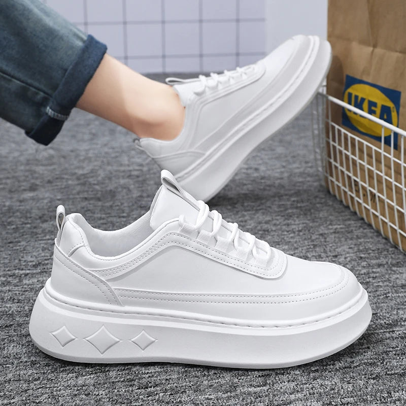 Modische Weiße Herren Sneaker – Plattform Sportschuhe für Outdoor Running | Atmungsaktive Leichte Laufschuhe mit Höheneffekt Kaufschwan®