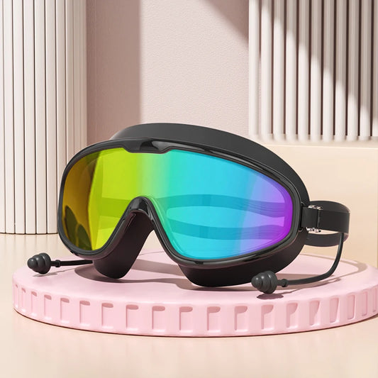 Outdoor Schwimmbrille | Anti-Beschlag Weitwinkel Tauchbrille mit Ohrstöpseln | Wasserdichte Schwimmbrille für Erwachsene & Jugendliche Kaufschwan®