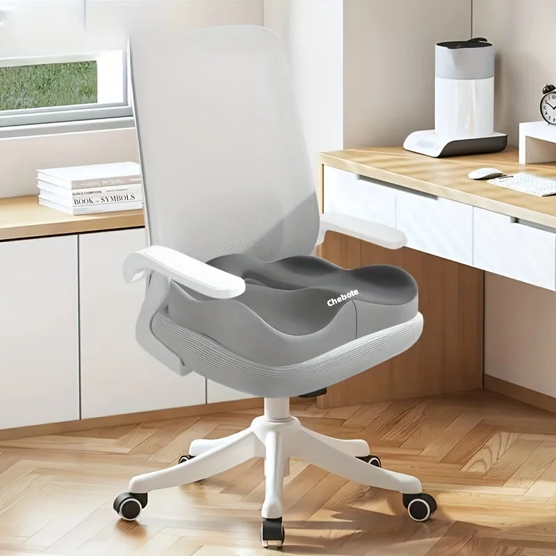 Memory Foam Sitzkissen | 3D Ergonomische Unterstützung | Waschbarer Bezug für Auto & Büro Kaufschwan® Hellgrau