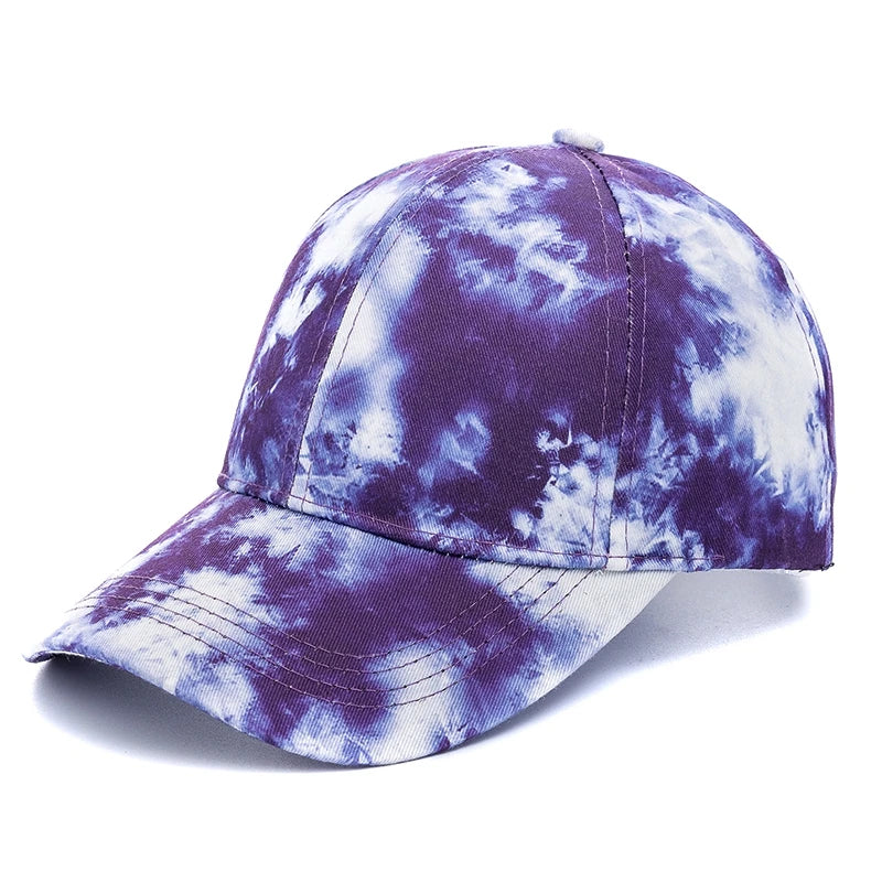 Neue Outdoor Freizeit Tie-Dye Kappe | Damen Regenbogen Bunte Baseballkappe | Streetwear Sommerhut Kaufschwan® Lila 56cm-60cm