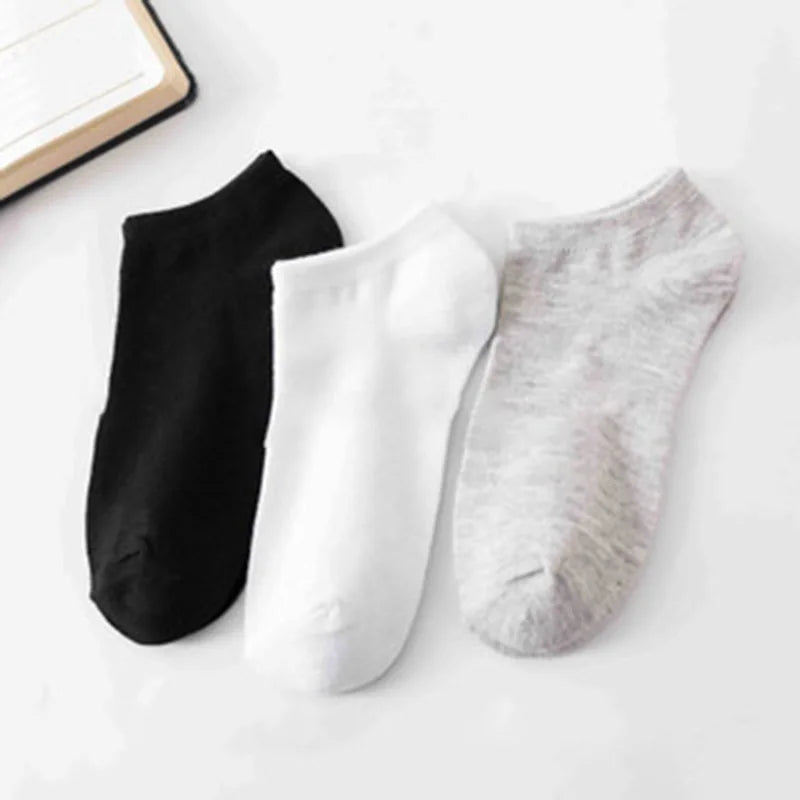 5 Paare Herren Schwarze Bootssocken | Einfarbig Atmungsaktiv Bequem Hochwertige Knöchelsocken Kaufschwan®