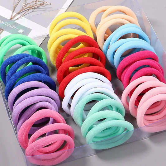 30 Stück Elastische Haargummis Damen & Mädchen | Bunte Nylon-Haargummis & Scrunchies | Zopfgummis Haaraccessoires Kinder Kaufschwan®