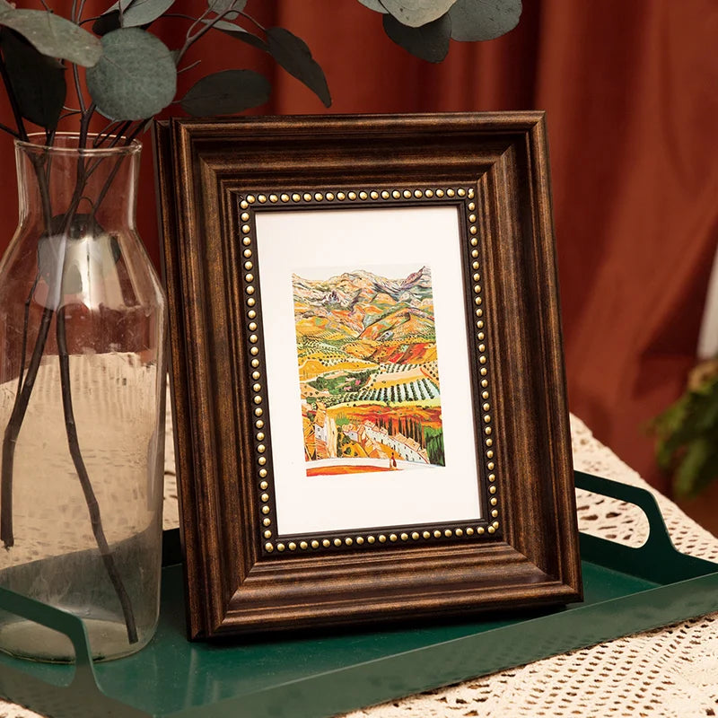 Vintage Antiker Bilderrahmen – Holzoptik Rustikale Tischdekoration Kaufschwan® Dunkelbraun 6inches.phot10x15cm