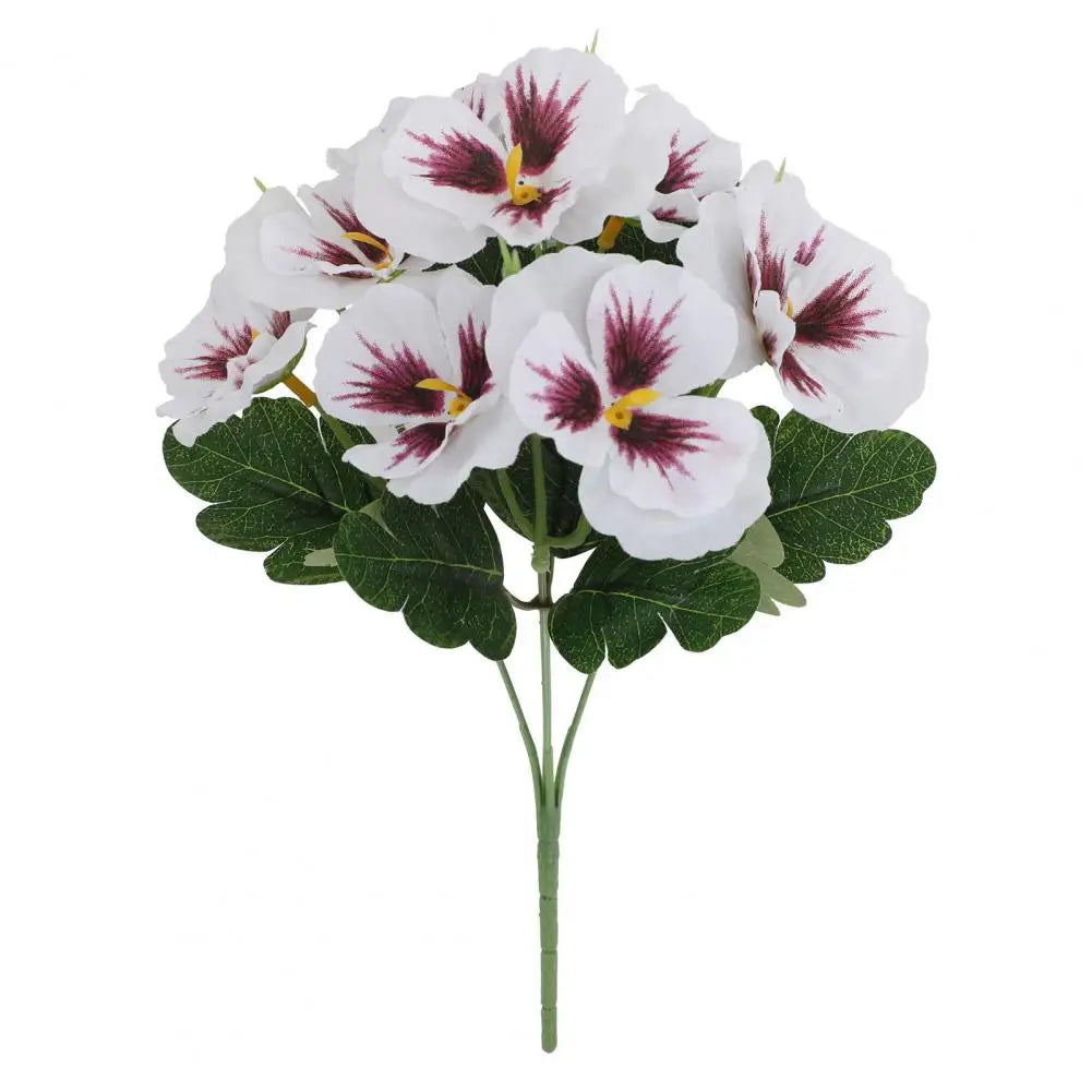 Künstliche Stiefmütterchen – UV-beständiger Kunstblumenstrauß für Vase, Garten, Veranda, Balkon & Innen-/Außendekoration Kaufschwan® Weiß