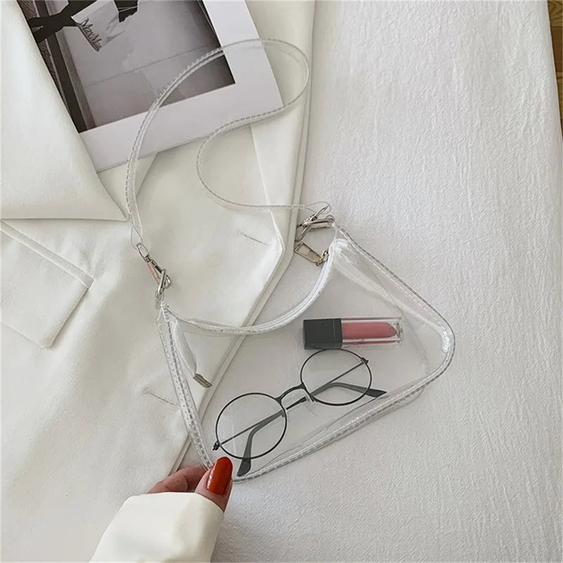 Transparente Jelly Umhängetasche – Kleine Zipper Underarm Tasche & Modische Handtasche für Damen Kaufschwan® Transparent