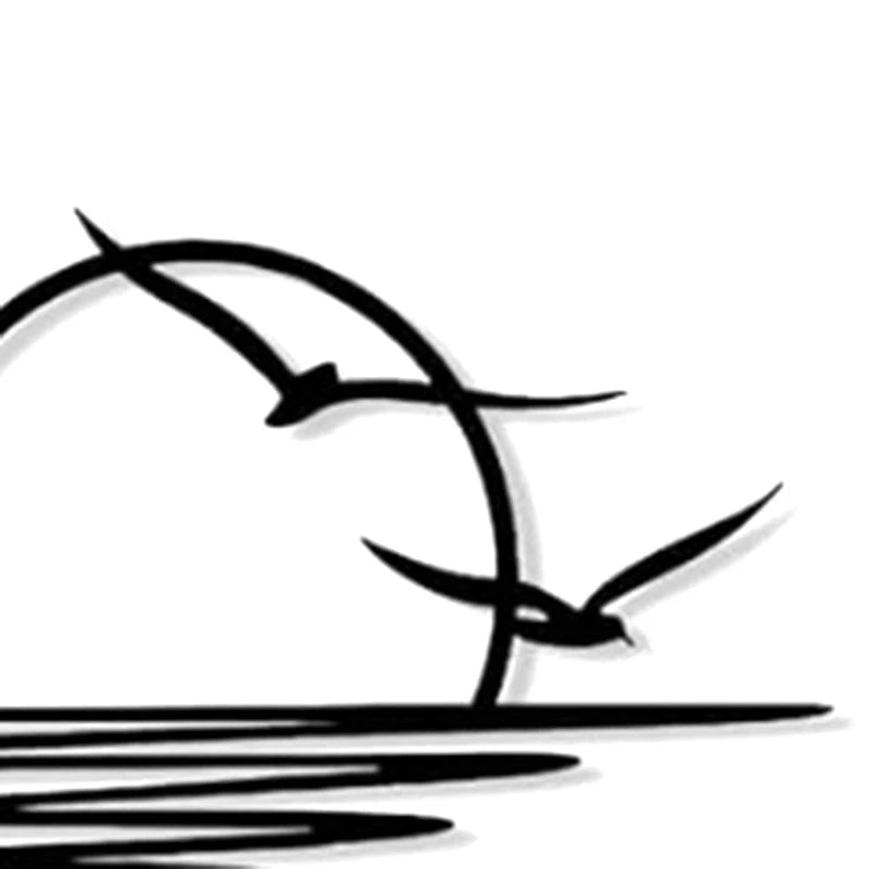 Sonnenaufgang Metall Wandbild – Sonne und Möwen Minimalistisches Linien Design 30x16 cm Kaufschwan®