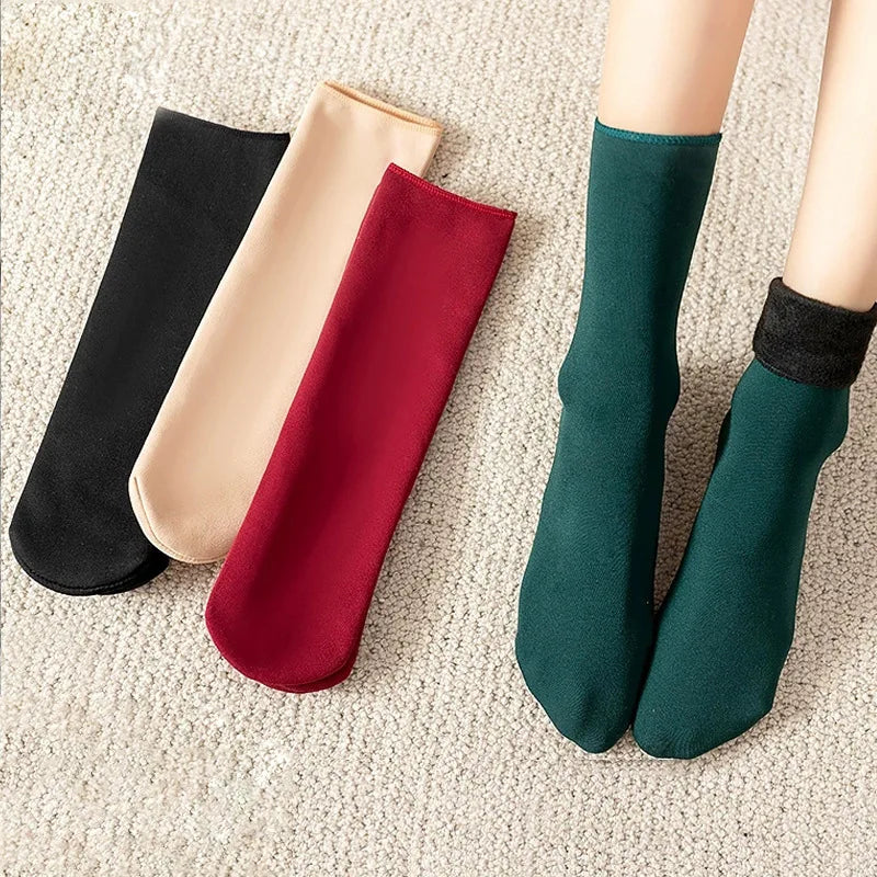 Damen Winter Warme Kurzsocken | Dicke Thermo Kaschmir Wolle Nylon Samt | Gemütliche Haus- & Stiefelsocken (1–20 Paar) Kaufschwan®