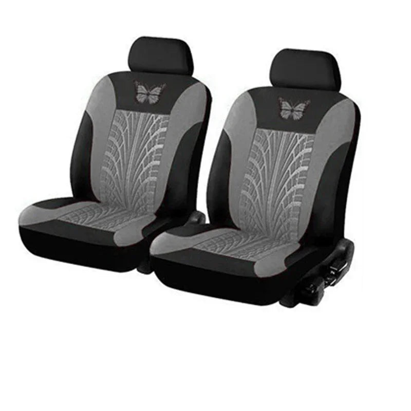 Universelles Autositzbezüge-Set – Vollständiges Set mit eleganter Schmetterlingsstickerei für Auto, SUV, Van & LKW Kaufschwan® Grau (2 Sitze)