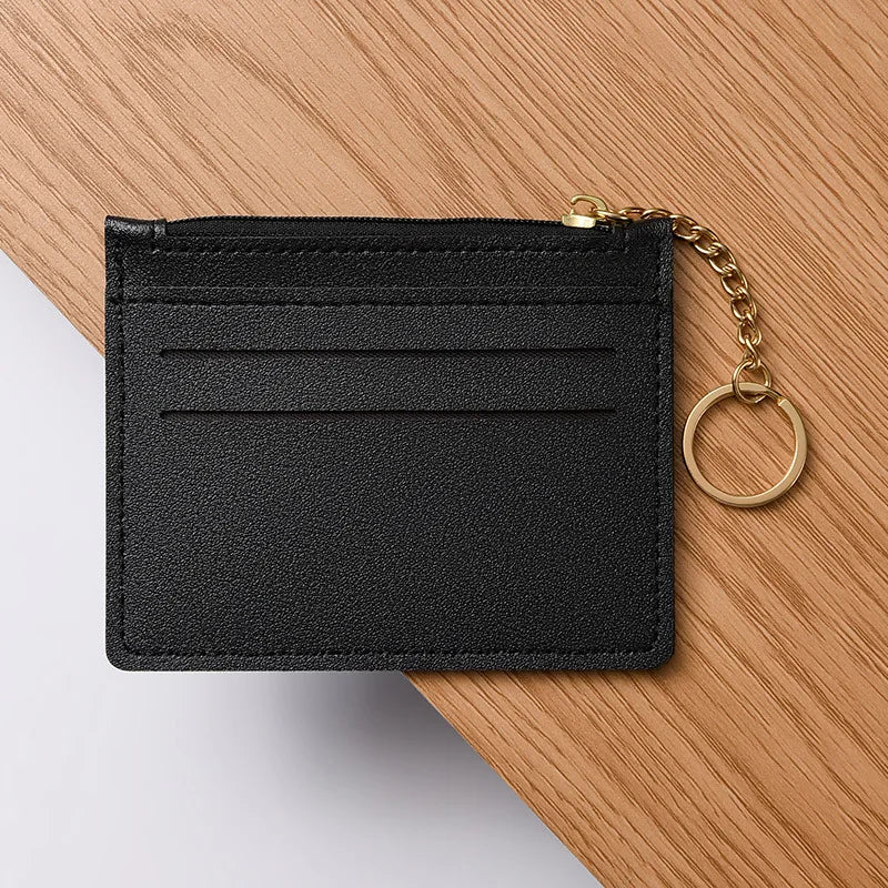Mini-Kartenetui für Damen & Herren – Schmale Geldbörse mit Reißverschluss für Ausweis, Karten, Münzen & Bargeld Kaufschwan® Schwarz