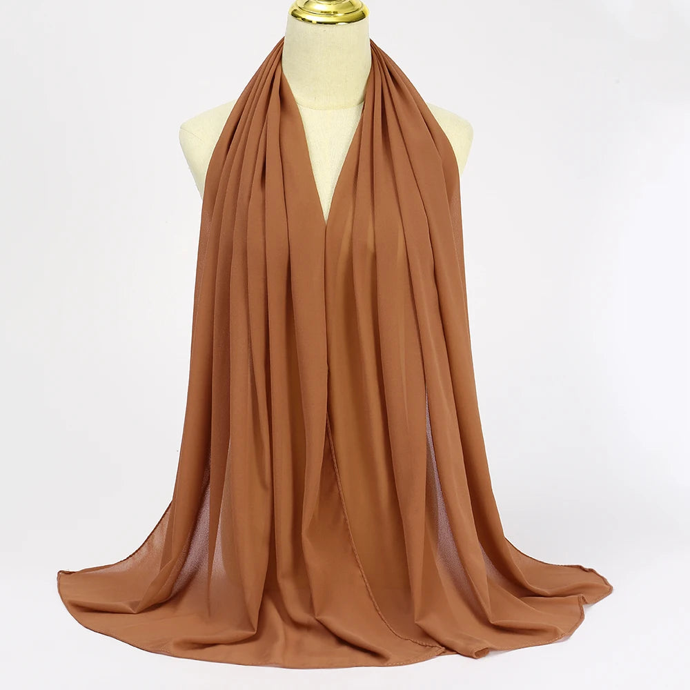 Muslimischer Chiffon Hijab Schal – Damen Langer Einfarbiger Kopf Schal | Eleganter Jersey Schleier & Modisches Umschlagtuch