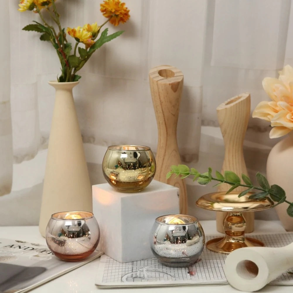 6 / 12 Stück Mercury Glas Teelichthalter – Bunte Kreative Kerzenhalter für Wohndeko, Hochzeit & Party Tischdekoration Kaufschwan®