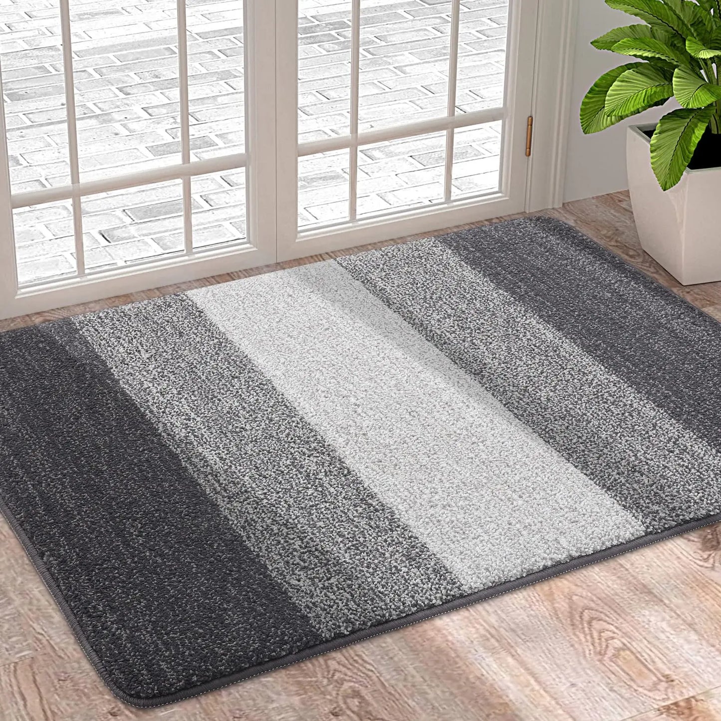 Waschbare Türmatten für Innen – Weiche, Saugfähige Schmutzfänger für Haustür & Hintertür Kaufschwan® Grau 82x102cm