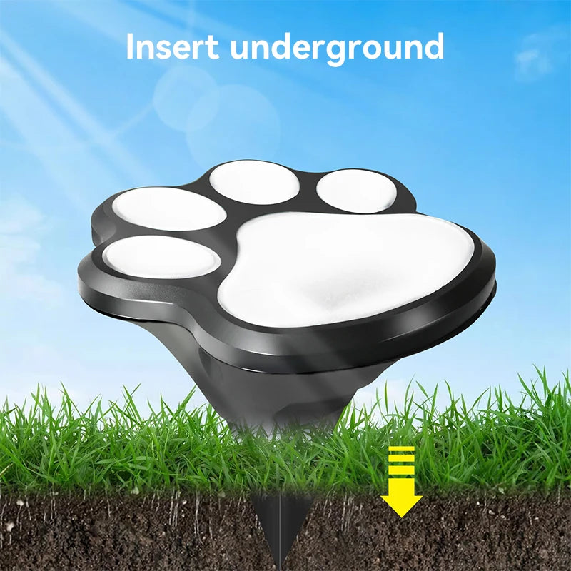 Solar Gartenlichter mit Pfotenabdruck – 4er Set LED-Erdlichter Wasserdicht für Rasen, Weg & Hofdekoration Kaufschwan®