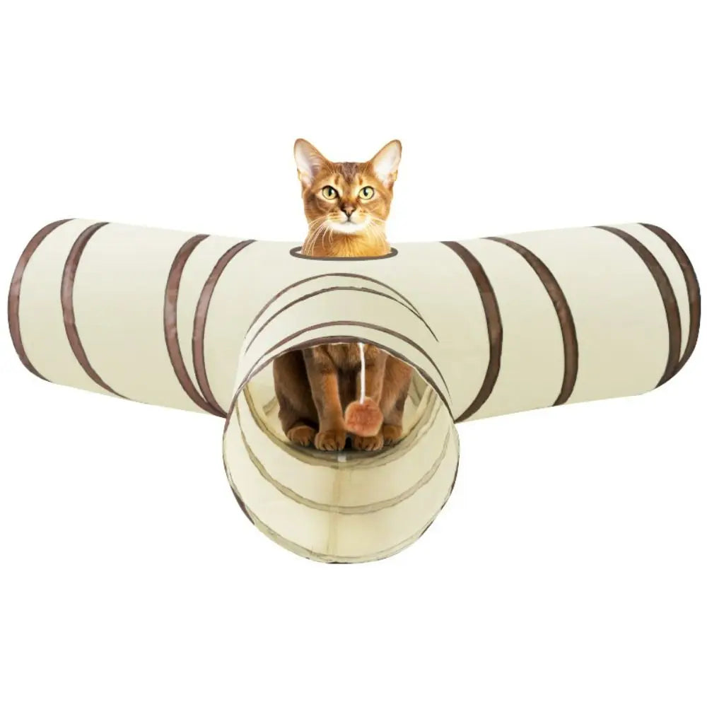 Faltbarer Katzentunnel für Katze – Atmungsaktive Spielröhre aus Polyester mit Stahldraht & Kuschelnest Kaufschwan®