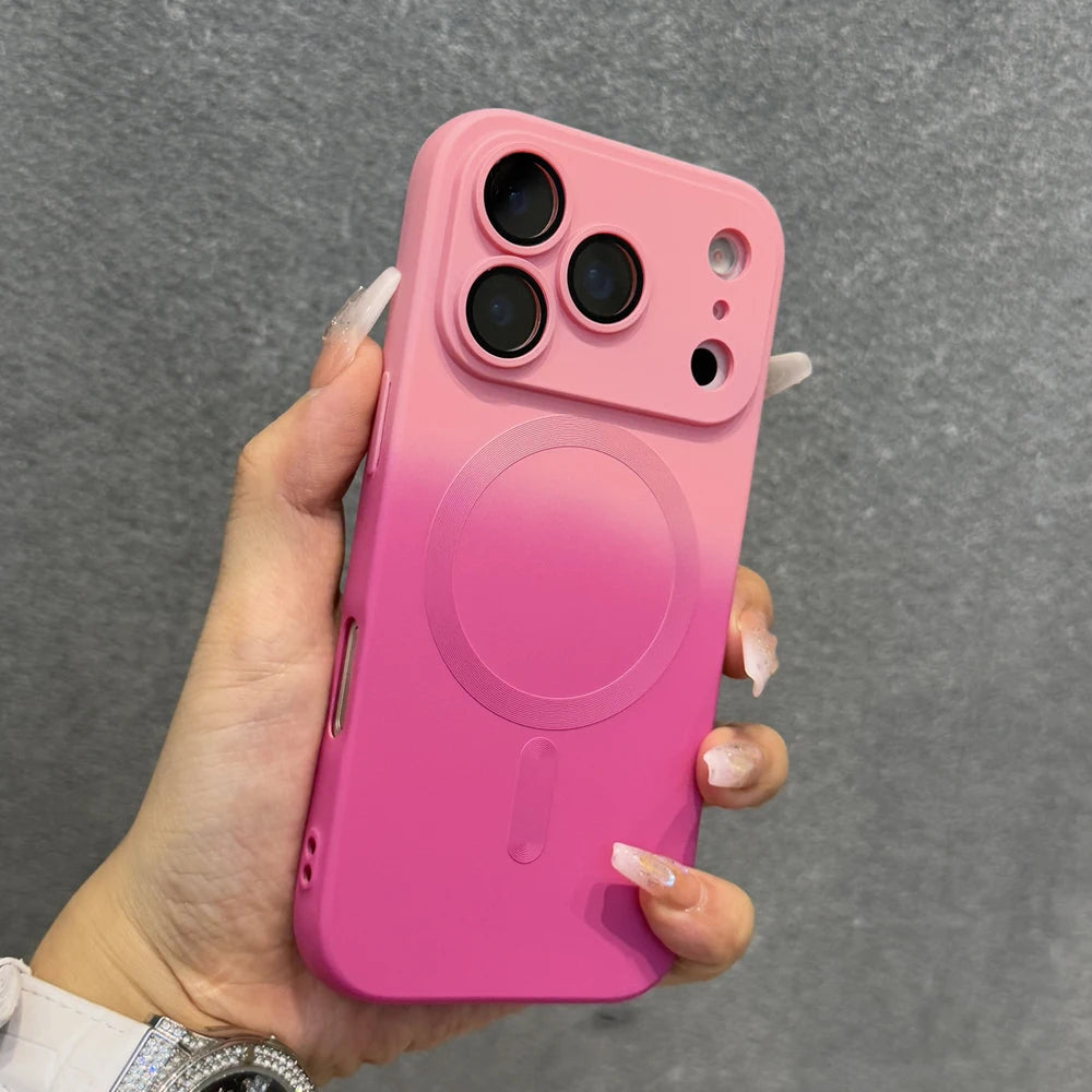 Hochwertige Farbverlauf-TPU-MagSafe-Hülle für iPhone 18 Pro & iPhone 18 Pro Max – Magnetische Hülle für Kabelloses Laden Kaufschwan® Rosa-Pink iPhone 18 Pro