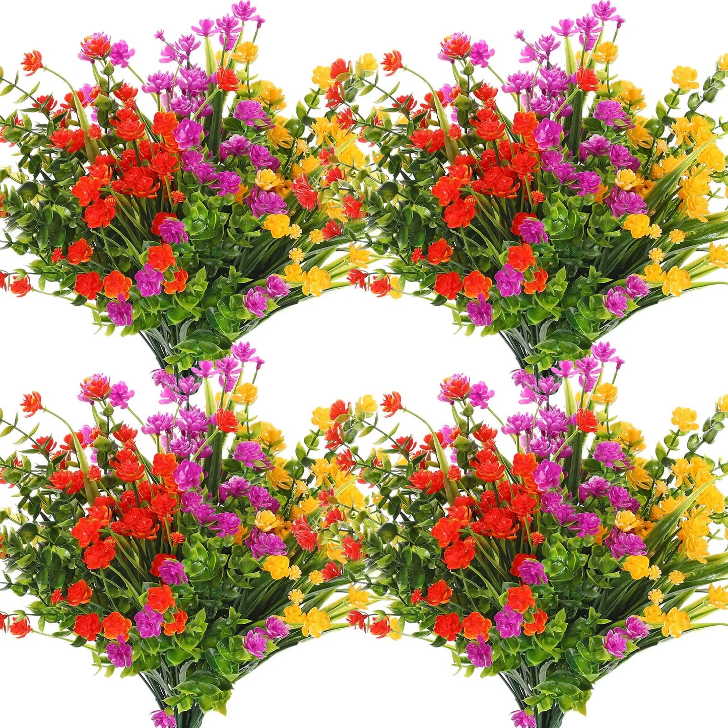 4 Bündel Künstliche Pflanzen – UV-beständige Kunststoffbüsche & Blumen für Zuhause, Bauernhaus, Hochzeit, Garten & Veranda Kaufschwan®