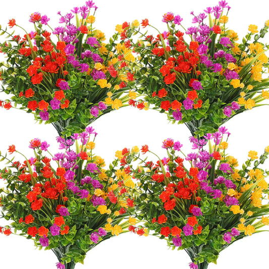 4 Bündel Künstliche Pflanzen – UV-beständige Kunststoffbüsche & Blumen für Zuhause, Bauernhaus, Hochzeit, Garten & Veranda Kaufschwan®