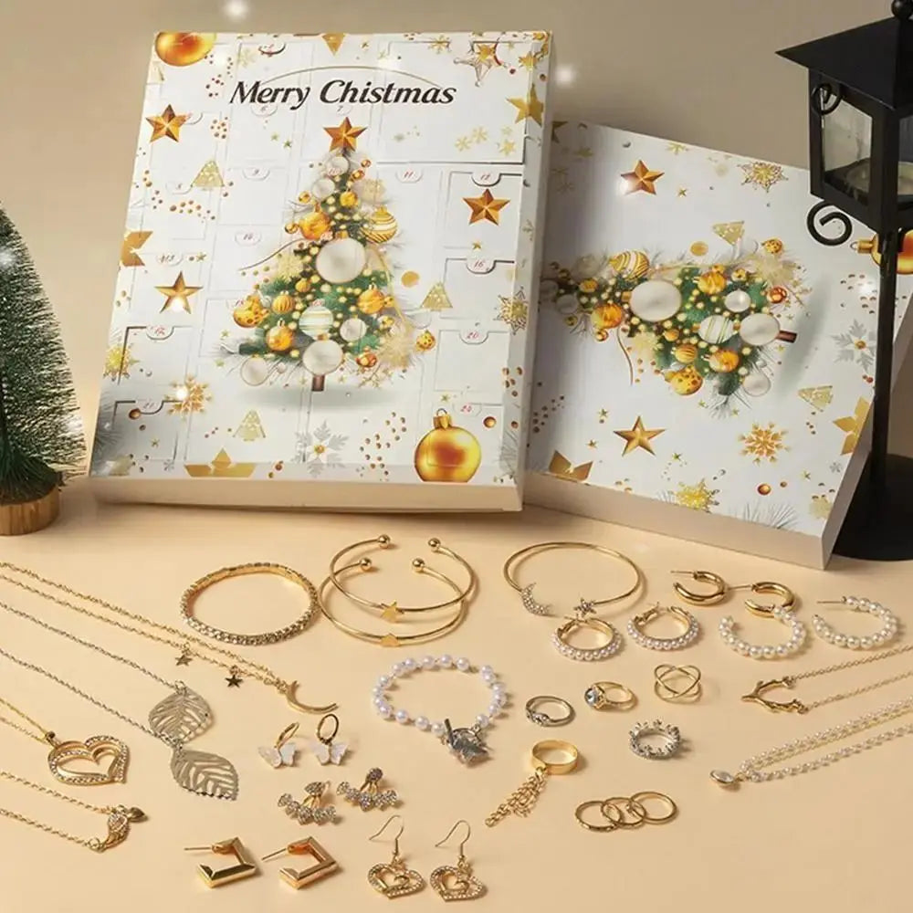 Weihnachtskalender mit Schmuck – Überraschungskalender mit Armband & Schmuckzubehör aus Metalllegierung für Weihnachten und Neujahr