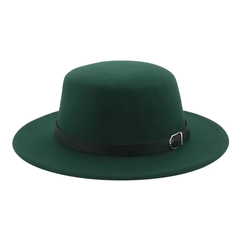 Gefilzter Herren Hut – Einfarbiger Klassischer Fedora mit Gürtelband, Casual & Formeller Winterhut Kaufschwan® Dunkelgrün 56-58cm