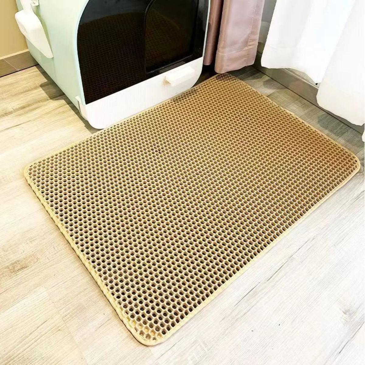 Extra Große Katzenstreumatte für Katze – Robuste Wasserdichte Doppellagige Waschbare Bodenmatte mit Rutschhemmender Unterseite Kaufschwan® Gelb 30x30cm