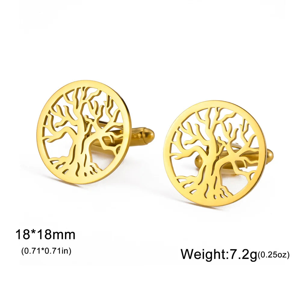 Baum des Lebens Manschettenknöpfe für Herren – Runde Edelstahl Manschetten | Elegantes Accessoire für Hochzeit, Business & Anlassmode Kaufschwan®