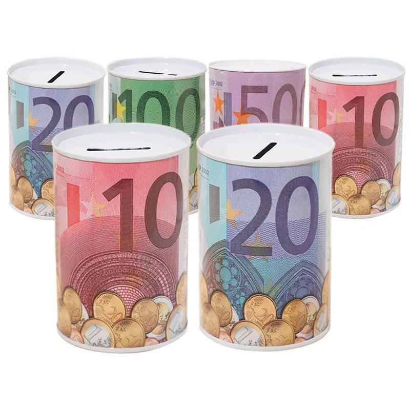 Zylindrische Euro Design Blech Sparbox – Wiederverwendbare Münz Aufbewahrung für Zuhause Kaufschwan®